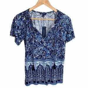 Lucky Brand shirt NWT xs tassel boho blue‎ floral
